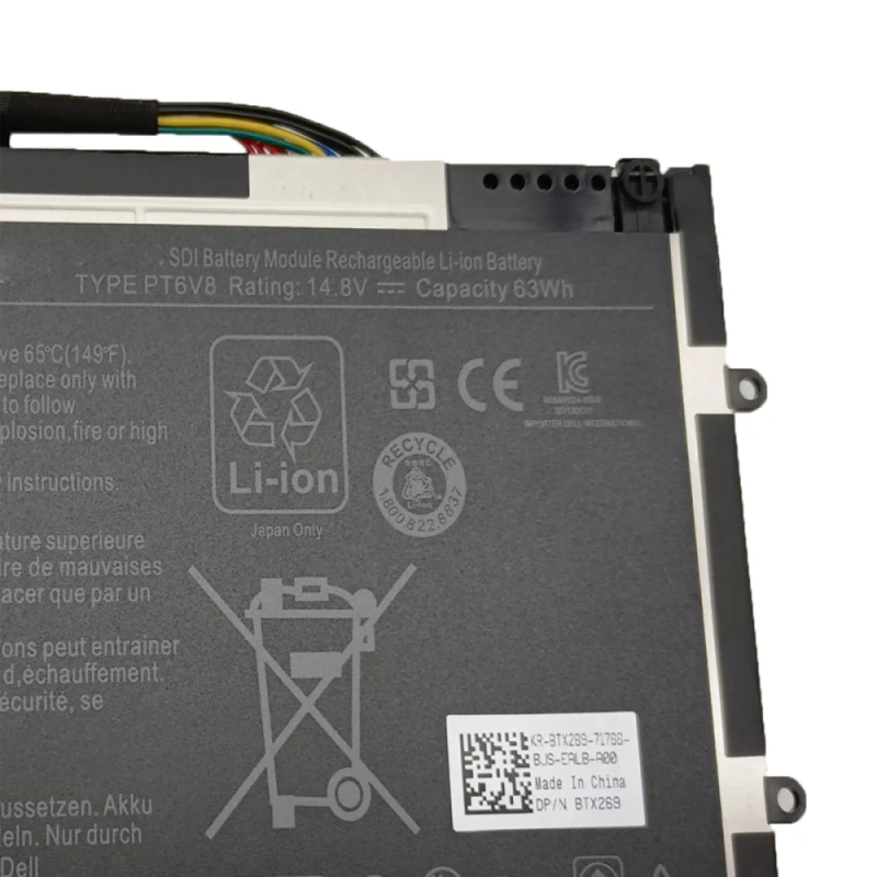 Nuova batteria PT6V8 per DELL Alienware M11x M14x R1 R2 Serie R3 P18G X8P6X6 08 P6X6 P06T T7YJR 8 P6X6 P18G001 P06T002 Portatile 14.8V