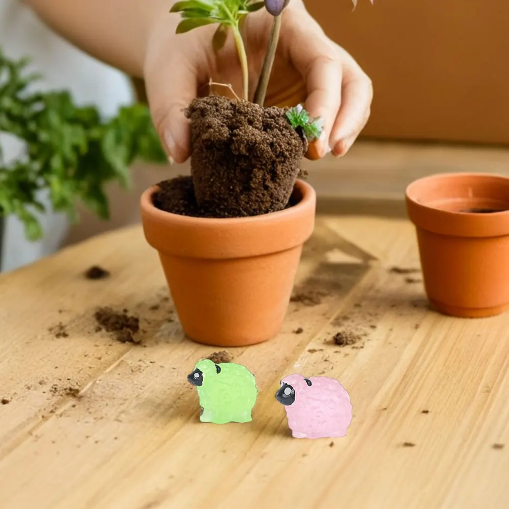 

14 Pcs The Animals Sheep Cake Decorations Mini Ornaments Miniature Figurines Moss Micro Landscape DIY Toppers Luminous