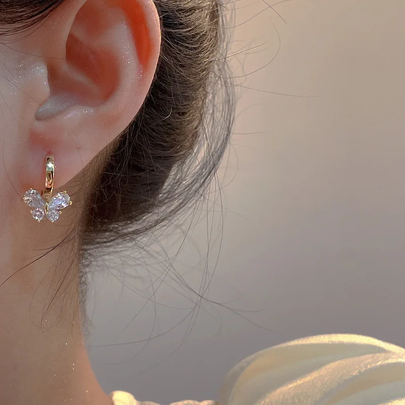 Women's Classic Butterfly Zircon Earrings, Elegant Gift
