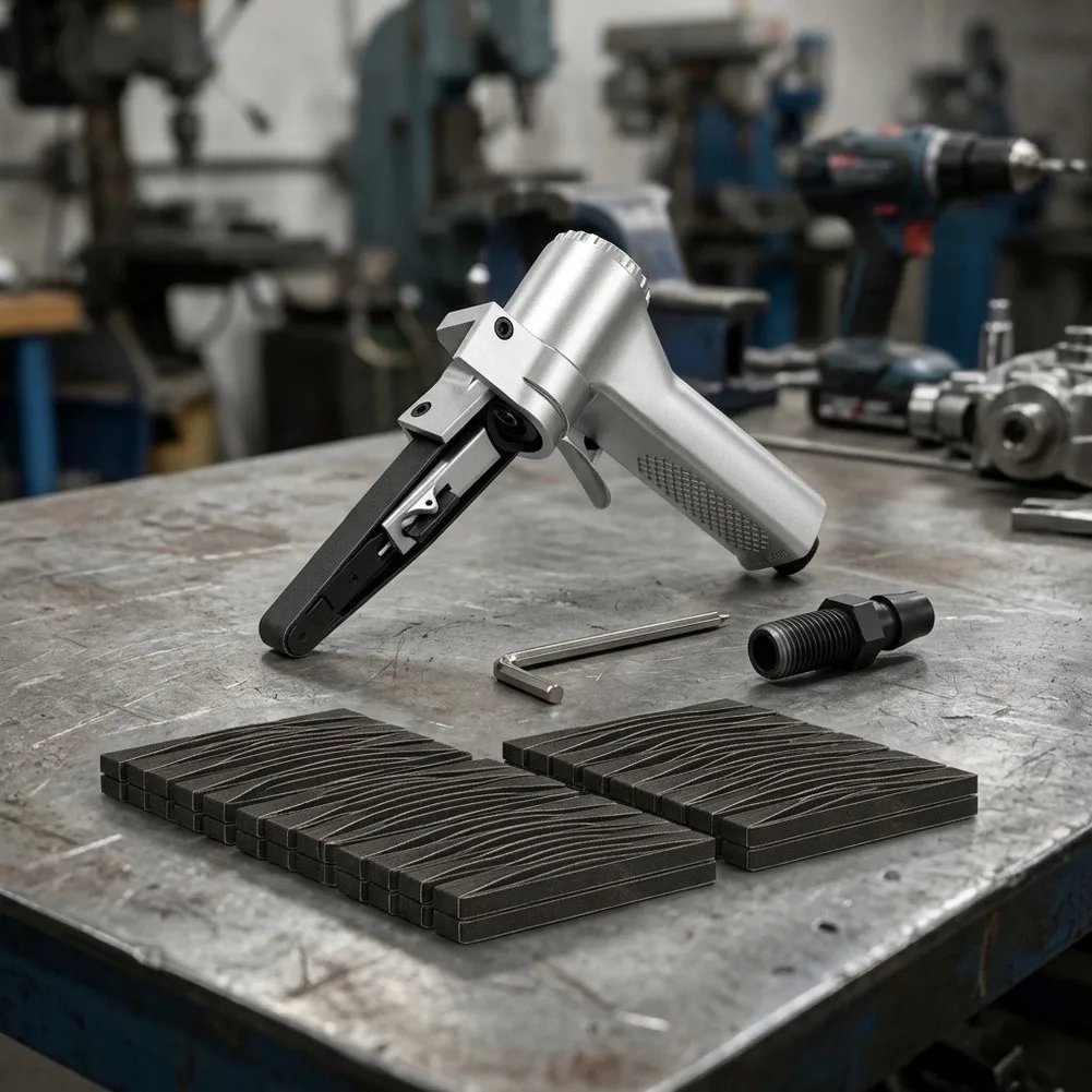 Industrial Grade Air Belt Sander 16000 RPM Ergonomic Grip for Design 10mm for x 330mm Belts and 1/4 Inch Air Connector