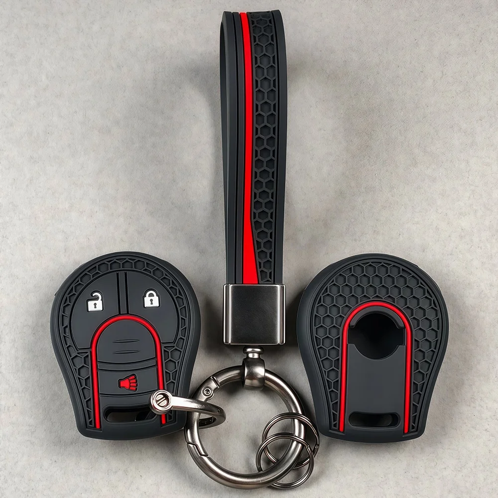 Keychain 3 Buttons Silicone Key Case Cover For Nissan March Tiida Altima Armada Cube Juke Maxima Pathfinder Rogue Sentra Versa