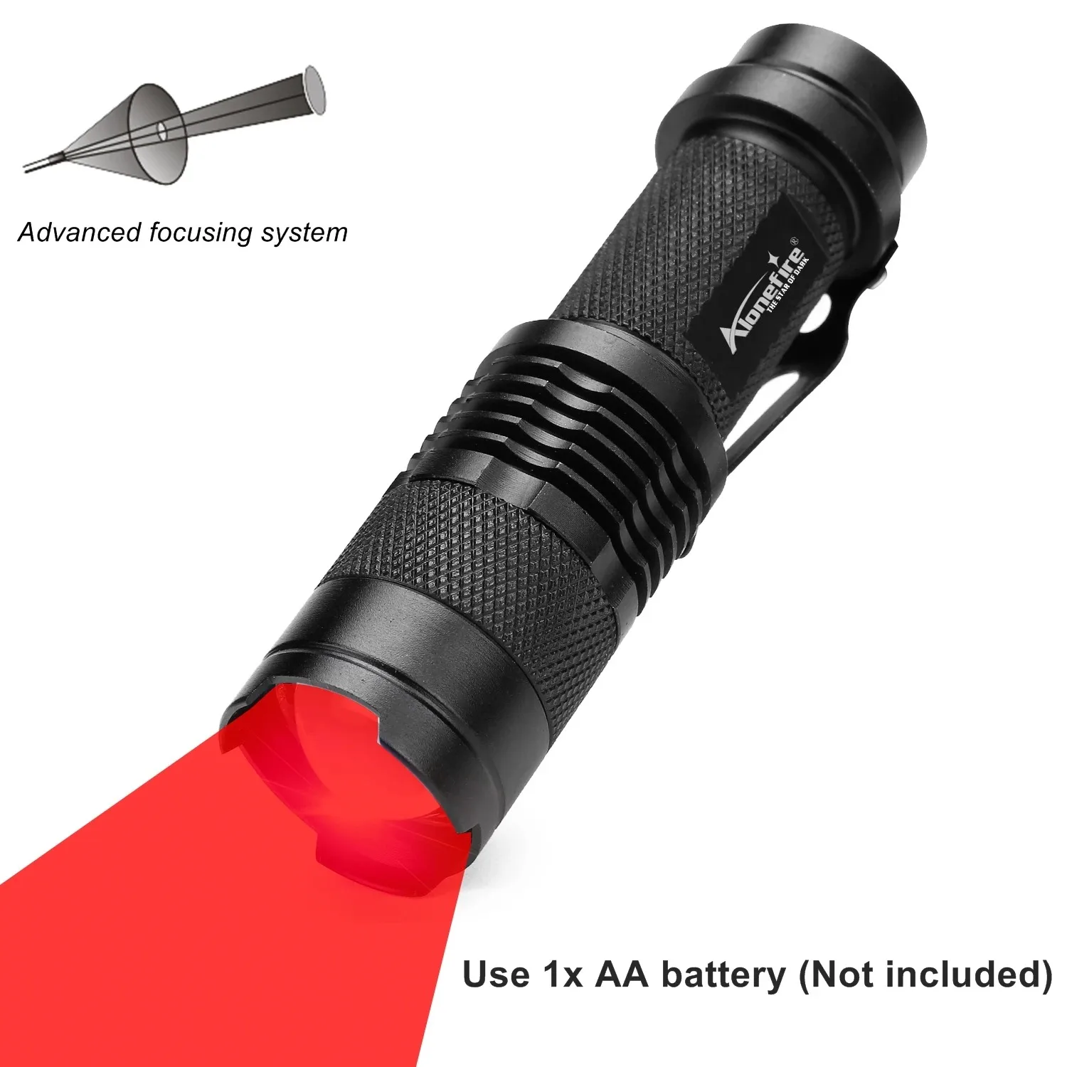 Zoom-Rotlicht-Taschenlampe für Jagd, Bienen, Angeln, Blutgefäße, Astronomie, Sternenbeobachtung, Reisen, Hotel, Kamera-Detektor-Lampe