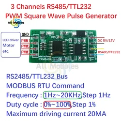 3Ch 1Hz-20kHz Duty Cycle frequenza regolabile PWM Square Wave Pulse Generator UART RS232 RS485 Bus Modbus RTU Board