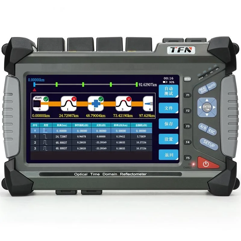 TFN F7-T1 OTDR Tester 1310/1550/1625nm 37/35/35dB Single Mode PON Optical Time Domain Reflectometer 8-inch Color Touch Screen