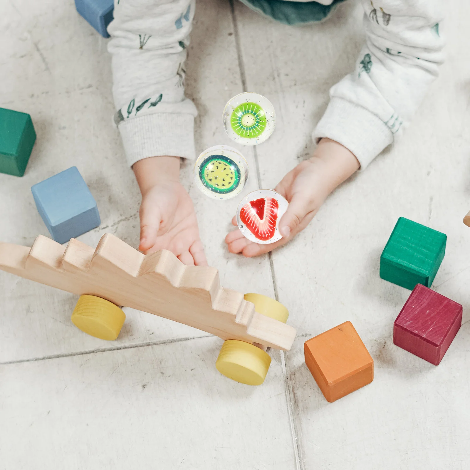 

3Pcs Bouncy Balls Fruity Bounce Lightweight Durable Kids Playtime Educational Activity Party Favor Fruity Jumping Ball