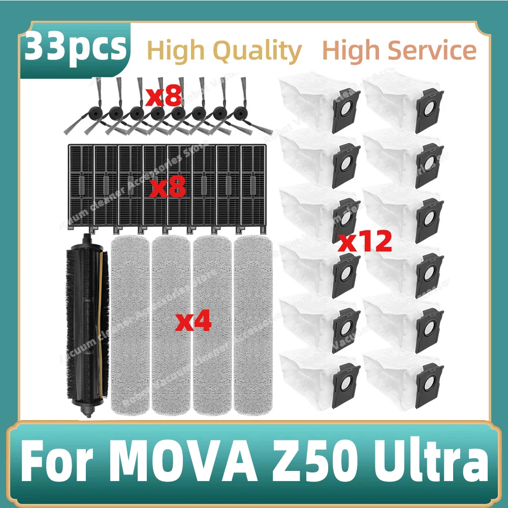 Compatible For ( MOVA Z50 Ultra ) Parts Main Side Brush Hepa Filter Track-type Mop Dust Bag Replacement Accessories