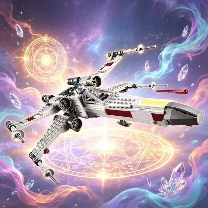 New MOC X Space Fighter Model 490Pcs Home Ornament Building Blocks Gift for Boys