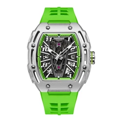 New Silicone Strap Luxury Stainless Steel Hallow Out Skeleton Mechanical Watches Luminous Automatic Watches