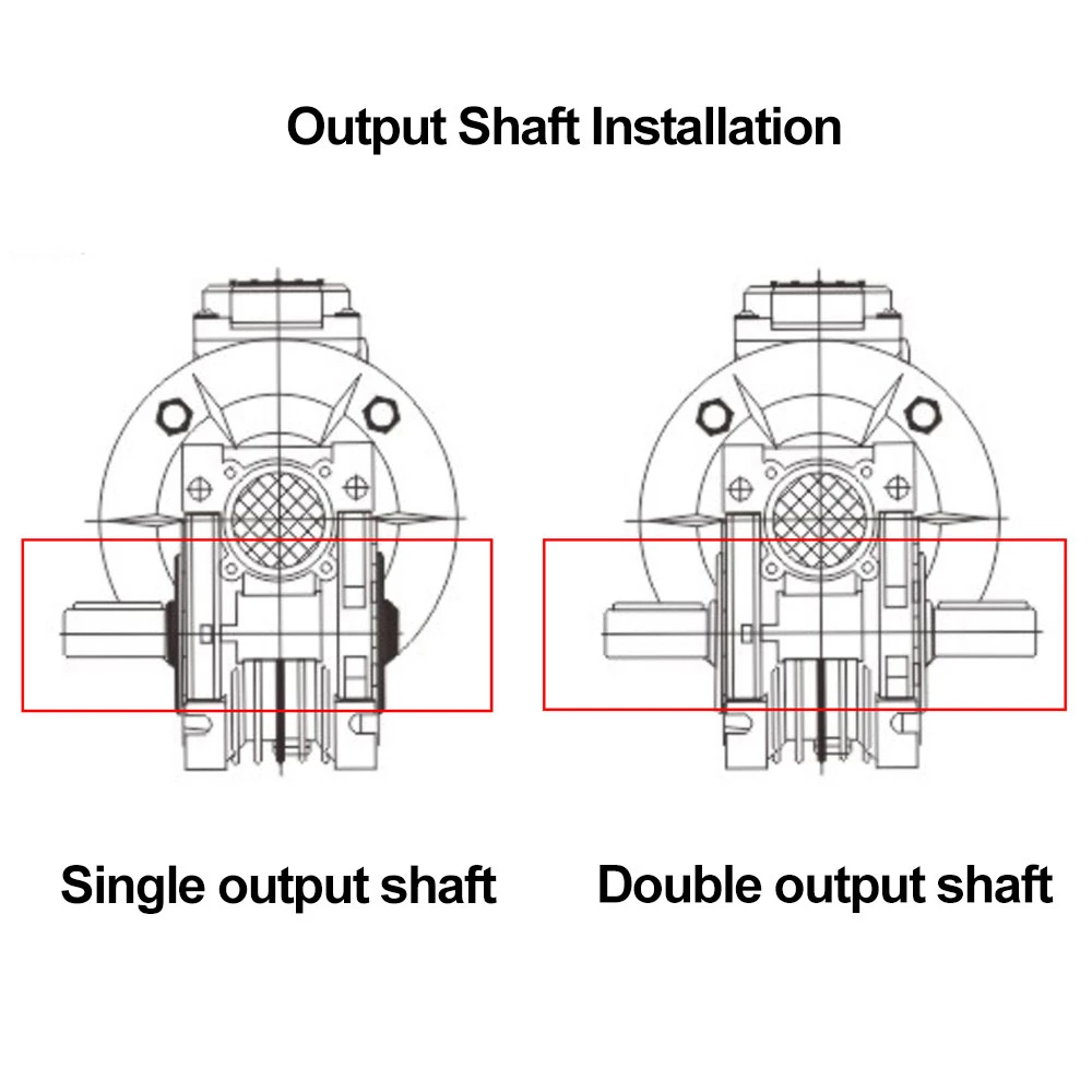 Single/Double 14/18mm Output Shaft for NMRV030/NMRV040 Turbo-Worm Gearbox Worm Gear Reducer Accessories NEMA23/34 Stepper Motor