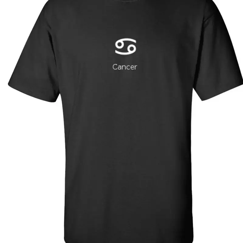 Zodiac Symbol for Cancer Horoscope Stars Astrology White Black Cotton T shirt