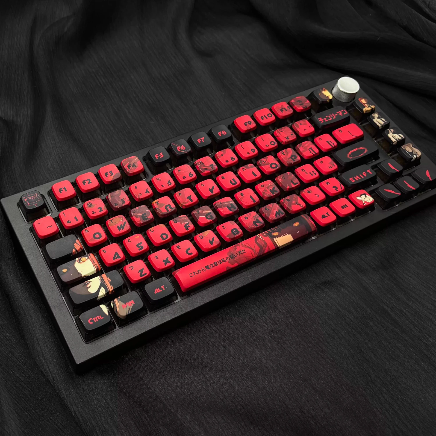 MAIMOOO Makima Keycaps ASA Profile Chainsaw Man Anime Keycap PBT+PC Four-sided Translucent Red Black Pudding Keyboard Key Caps
