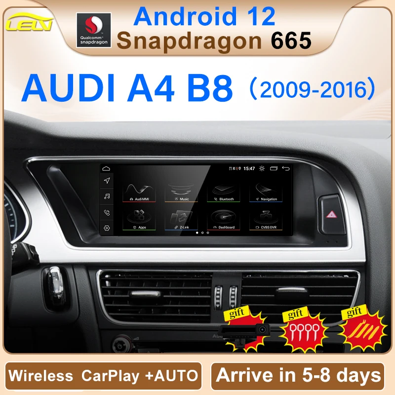 

New UI Snapdragon665 8.8inch Android12 Wireless Carplay AUTO For AUDI A4 S4 B8 Car Intellgent System Central Multimedia GPS NAVI