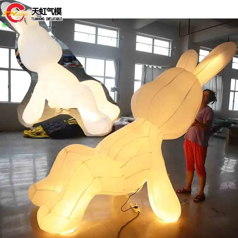 

Fast Shipping White Inflatable Bunny Model for Easter Yard Decpration Blow Up Inflatable Rabbit Lying with Lighting