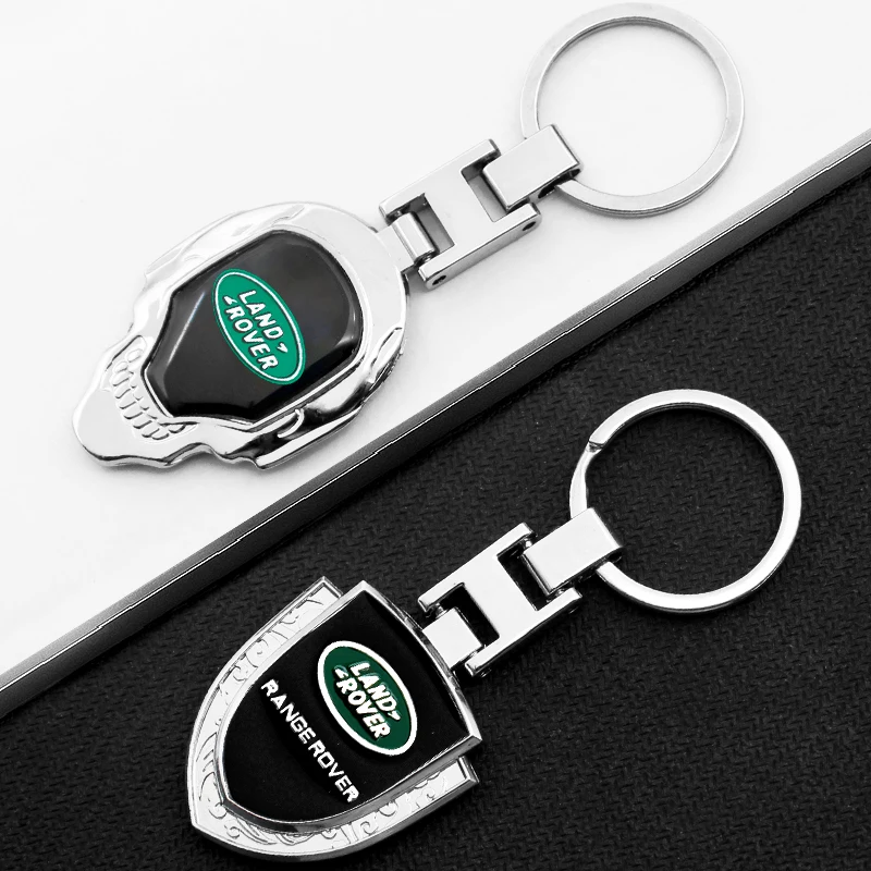 3D Metal/Leather Car Keychain Key Chain Ring Car Key Holder Accessories For Land Rover Evoque 4 Sport Range Rover X99 Discovery