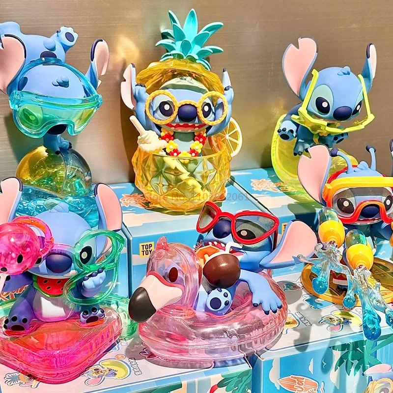 Anime Disney Stitch Blind Box Summer Carnival Series Surprise Box Stitch Mini Figure Guess Bag Doll Collection Model Toy Gift