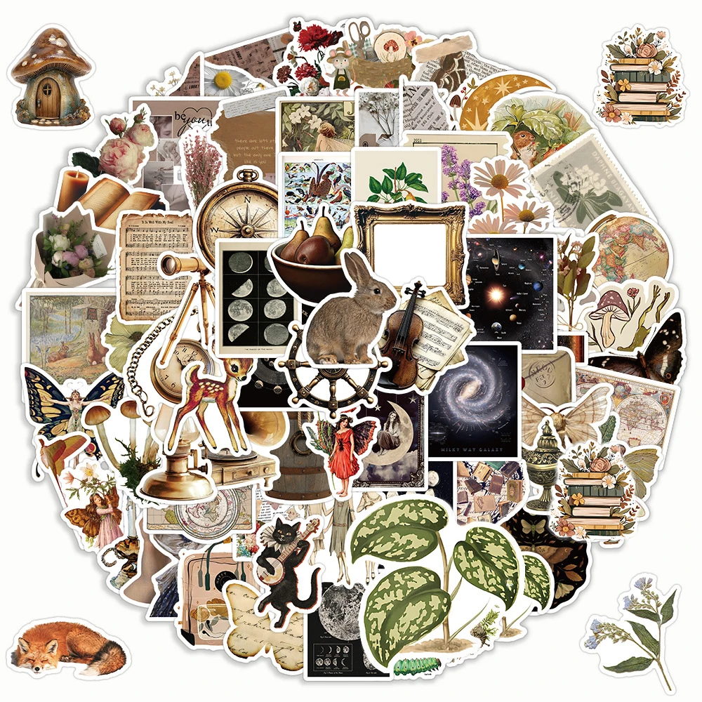 

10/30/50/100/200pcs Ins Style Retro Art Cartoon Stickers Aesthetic Graffiti Decals DIY Scrapbooking Phone Suitcase Sticker Decor