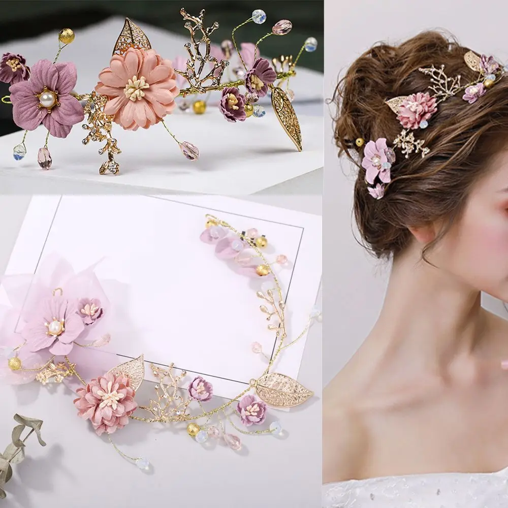 Bride Headwear Head Band Hair Accessories Wedding Headdress Handmade Tiaras Alloy