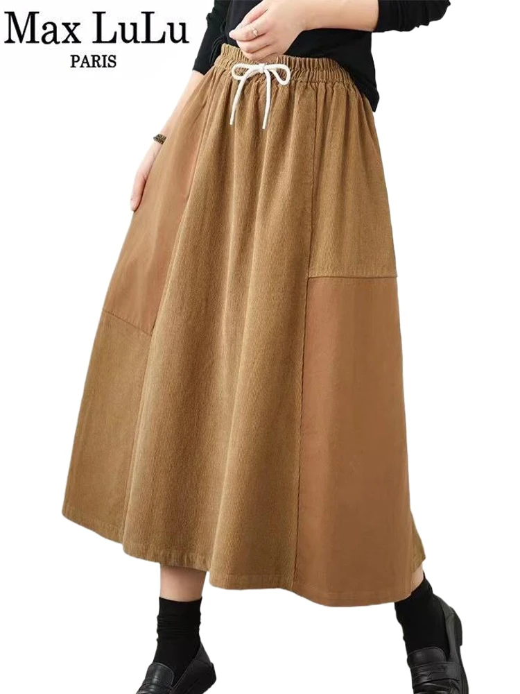 Max LuLu Ladies Winter Fashion Clothes Luxury Loose Corduroy Womens Elegant Skirts Leisure Classic Harajuku Elastic Streetwear