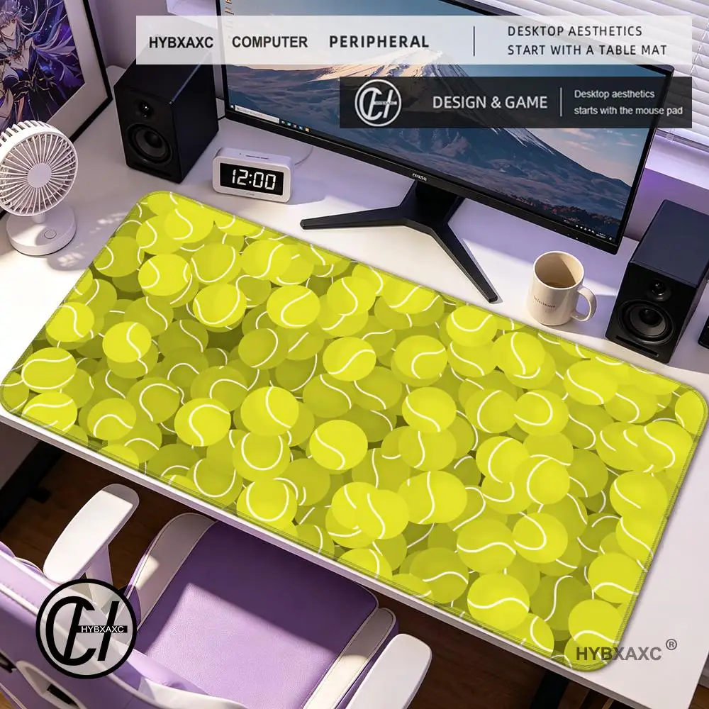 Cute Tennis Racket Ball Seamless Print Gaming Mouse Pad Non Slip Rubber DeskMat Sport Pattern Keyboard Mat For Tennis Fans Decor