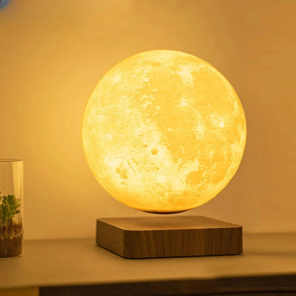 

Novelty Levitating Moon Night Light 360° Rotation Magnetic Floating Moon Lamp With 3 Colors For for Home Office Desk Decor