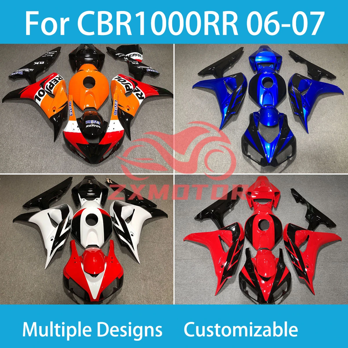 

Для Honda CBR 1000RR 06 07, комплект обтекателей CBR 1000 RR 2006 2007, обтекатели из АБС-пластика, обтекатель для всего тела