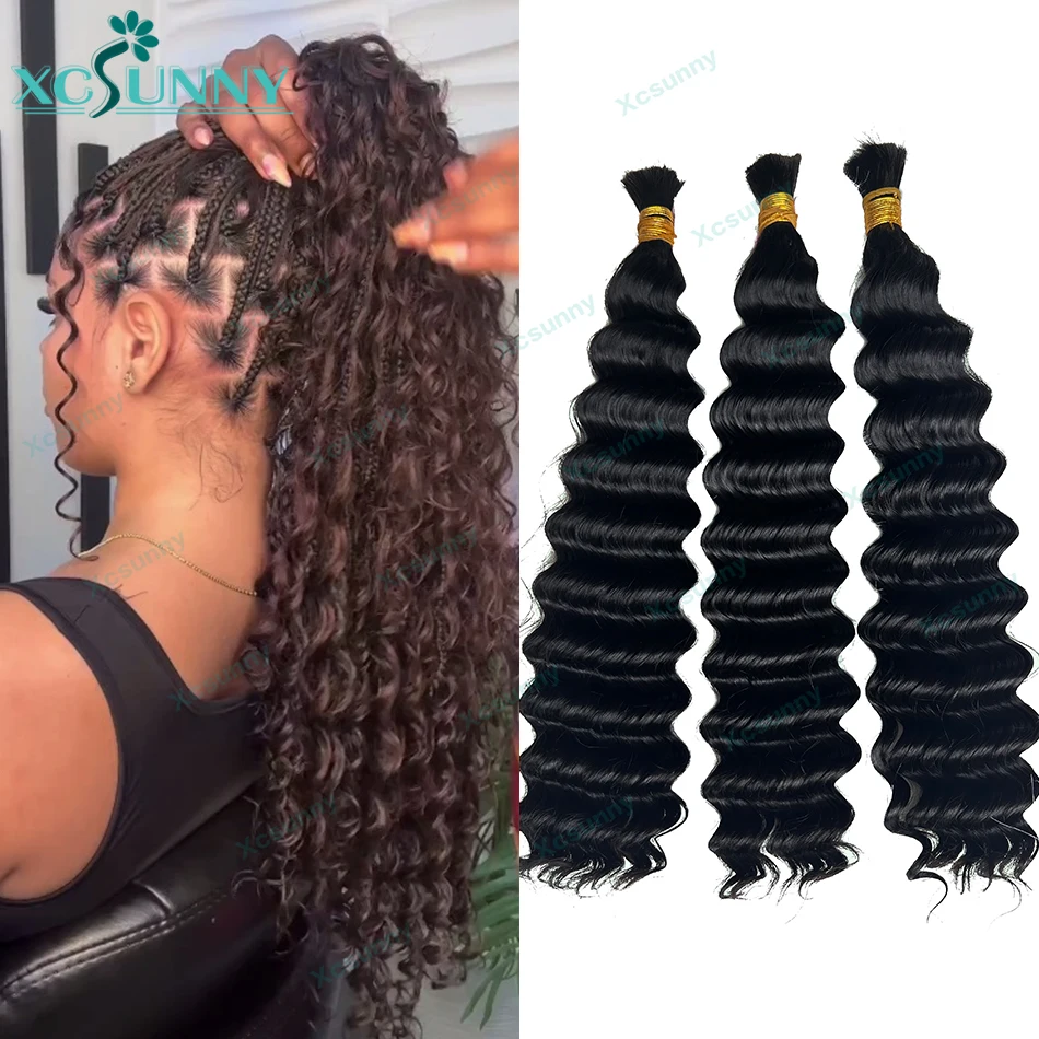 

Bulk Human Hair Deep Wave For Braiding Color 30 Double Drawn Curly Bulk Human Hair No Weft Bundles For Boho Knotless Braids