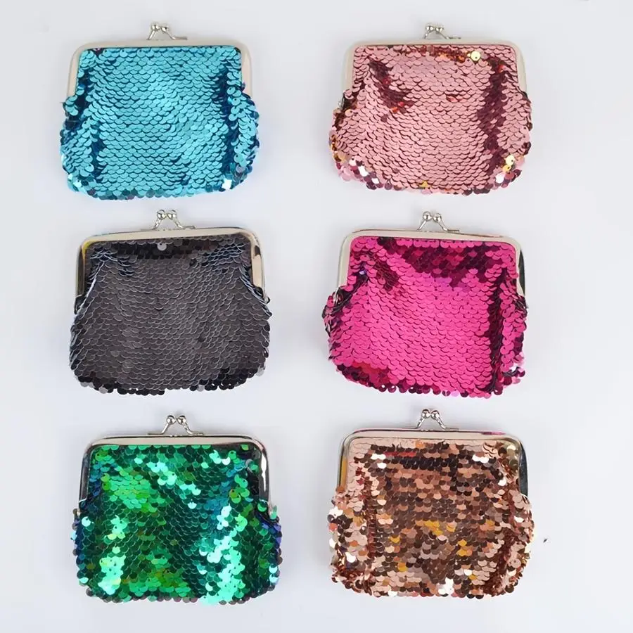 1/5/10/20/50/100pcs Fashion Sequin Coin Purse, Flip-top Sequin Pouch, Mermaid Sequin Makeup Bag, Small Travel Pouch for Keys and