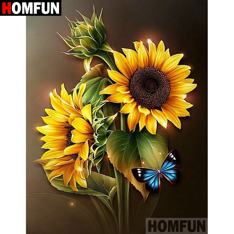 

HOMFUN 5D DIY Diamond Painting Full Square/Round Drill "Sunflower flower" Embroidery Cross Stitch gift Home Decor Gift A07844