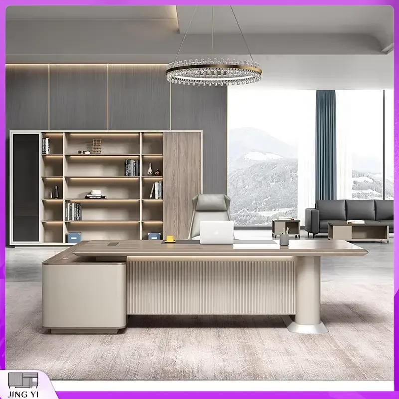 Modern Executive Office Desk with Chair Set Light Luxury Large Size Manager Workstation for Business Professionals Ergonomic