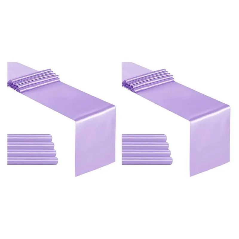 

ABMS-упаковка из 10 атласных скатерти длиной 12x108 дюймов, лавандовые скатерти для свадьбы, дня рождения, украшения для банкетов