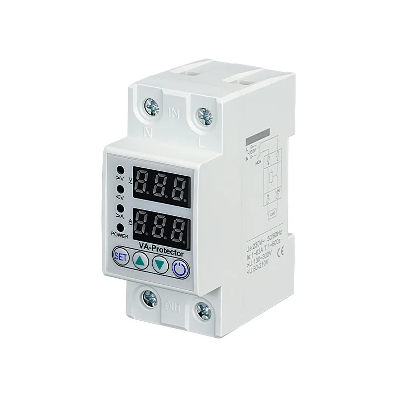 AVP 40A 63A 230V Overvoltage Current Reclosing Protector Under Voltage Protective with Dual Digital Display 40A 63A 80A 220V