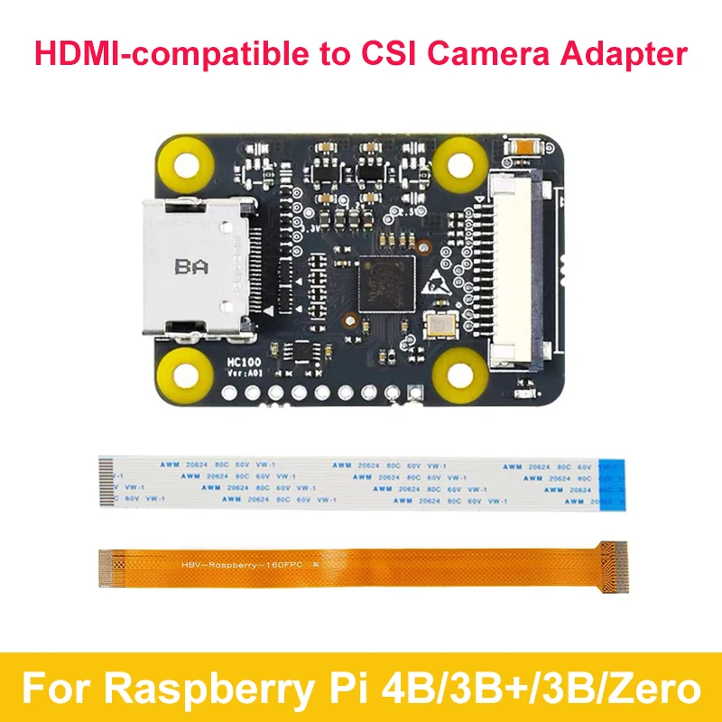 

Raspberry Pi HDMI-compatible To CSI Camera Adapter for Raspberry Pi4B 3B 3B+ Zero 1080p 30fps Video Converter Board