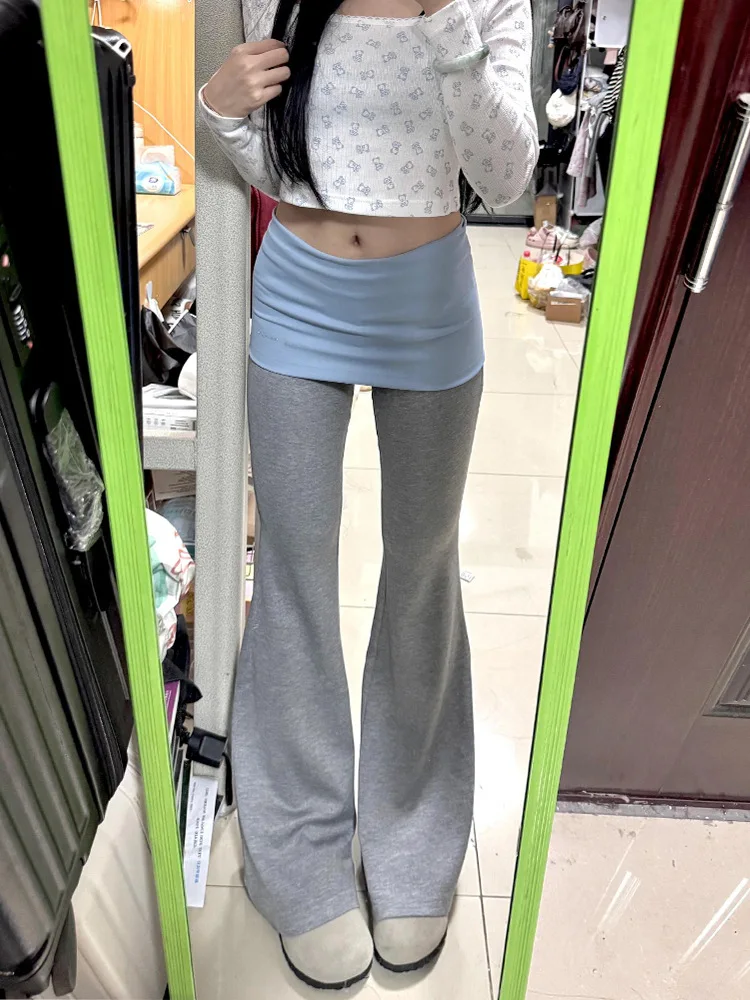 

Women's Sport Pants, Casual Wide-Leg Pants, Patchwork Y2K Style, 2025