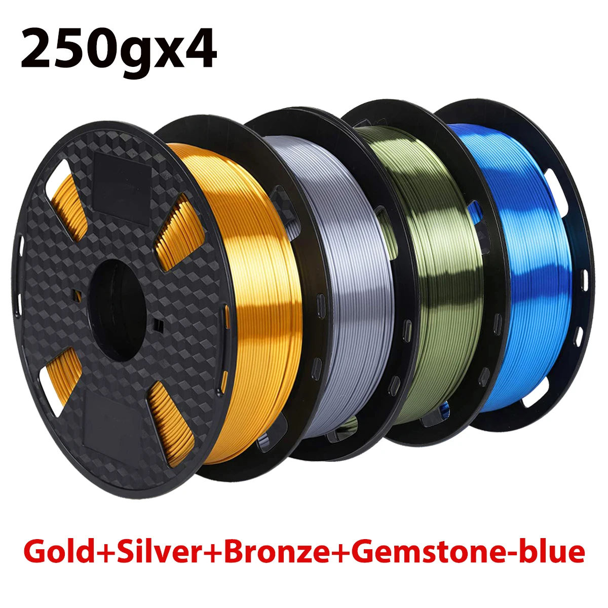 250gx4 Silk PLA 3D Filament Gold 1.75mm Spool Wire 3D Printer Material Print Filament pla Bronze 3D Printing Filament Silver 1Kg