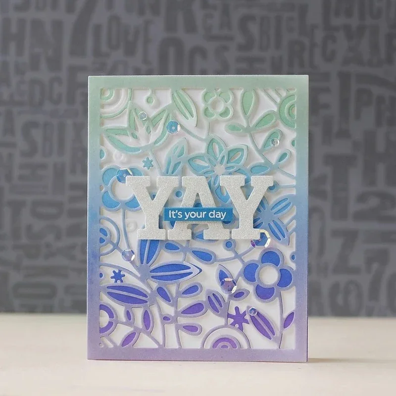 قوالب قطع معدنية ثلاثية الأبعاد وسكرابوكينغ لصنع الورق إطار بطاقة مزخرف بالزهور بدون طوابع #4