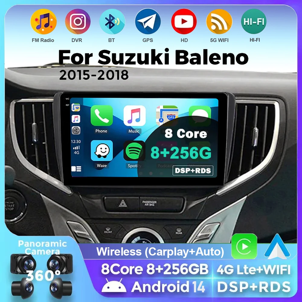 

Android 14 для Suzuki Baleno 2016 2017 2018 2019 GPS-экран с поддержкой камеры Raer Carplay OBD автомобильный мультимедийный радиоприемник видеоплеер 4G