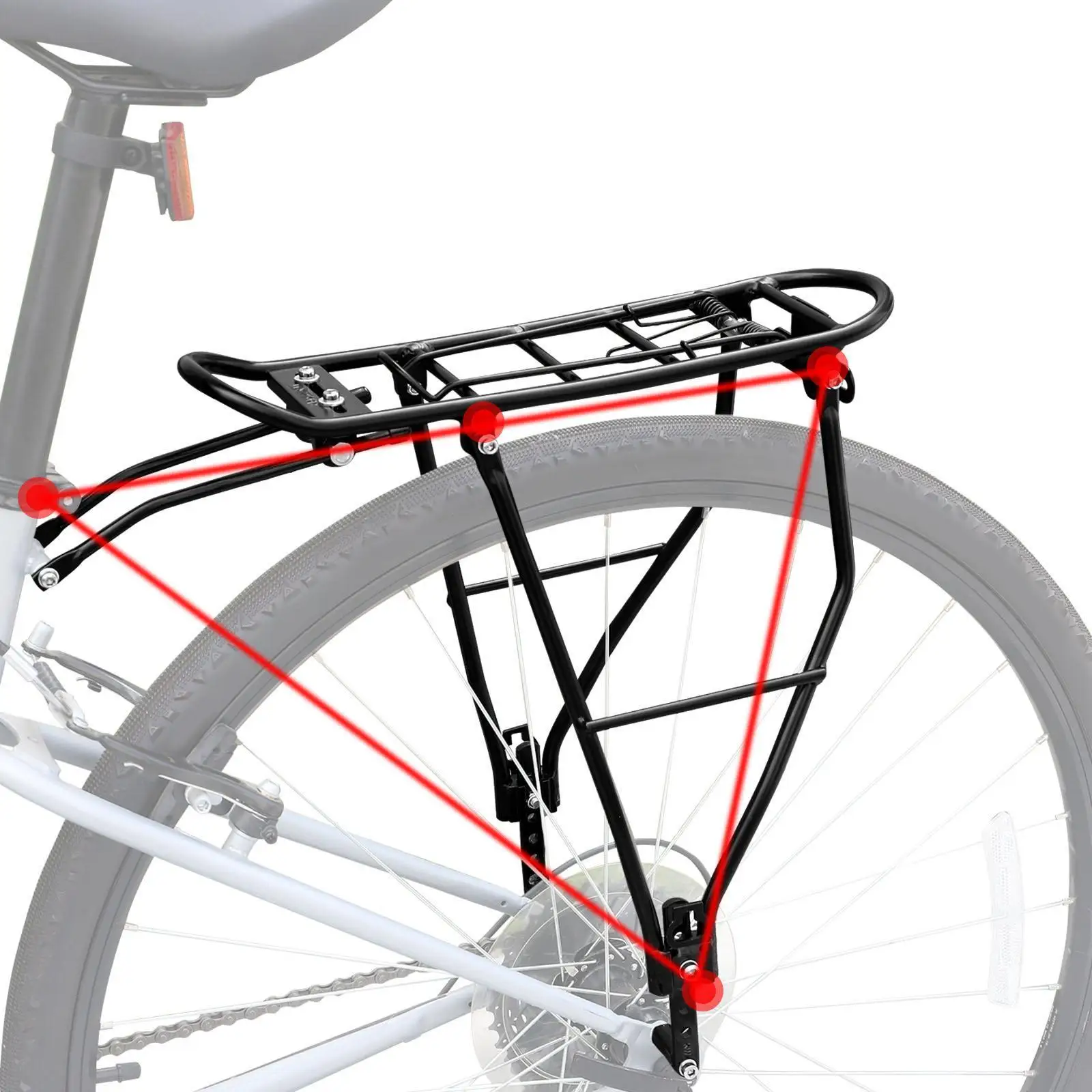 Bike Cargo Rack Pannier Rack Easy to Install Mounting Hardware Load Bearing