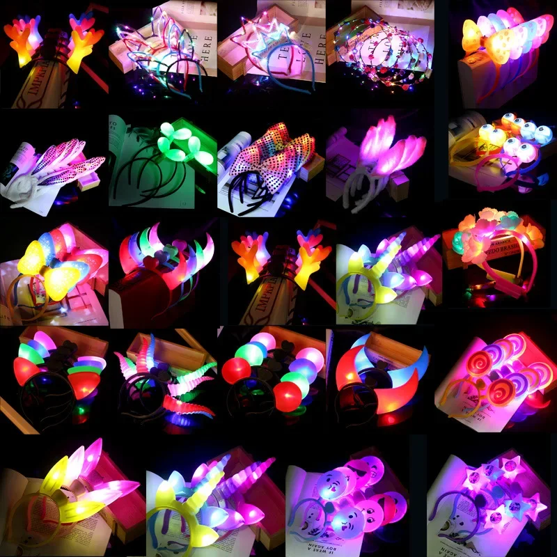 10pcs LED Light Luminous Glow Headband Flashing Headdress Toy Birthday Christmas Party Decoration Easter Valentines Day