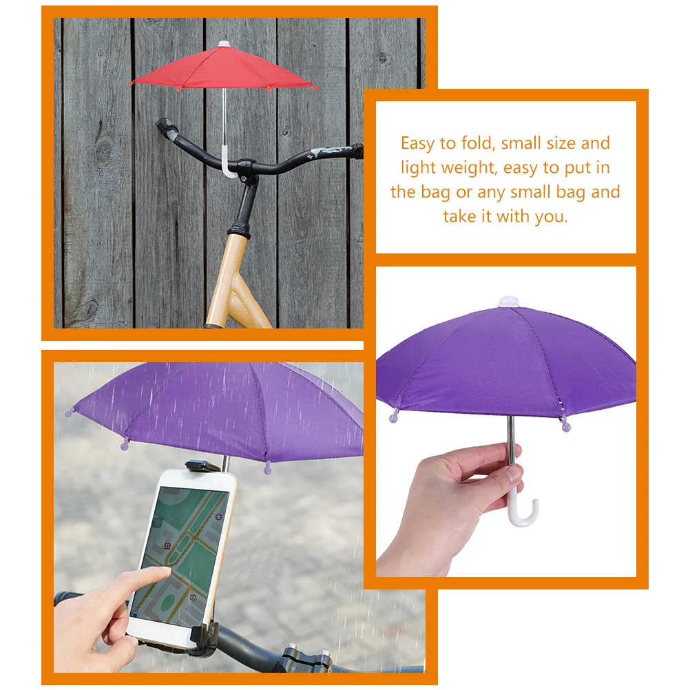 

2Pcs Portable Phone Umbrella Small Sunshade for Mobile Anti-Permeability Riding Accessory Lightweight Foldable Outdoor Bike Sun