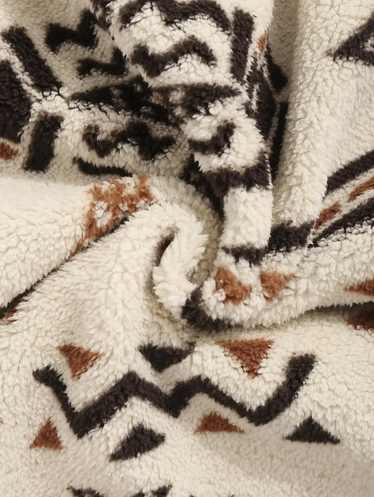 ZAFUL Faux Sherpa Tribal etnische print Teddy sweatshirt met kwartrits