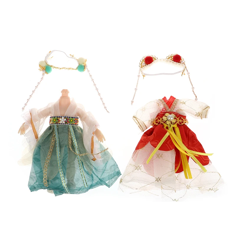 16CM Chinese Style Doll Hanfu Clothing Dress Doll Ancient Costume Gown Dolls Clothes Accessories Dress Up Toys  For Girls