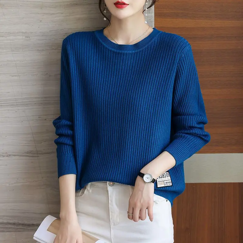 

2026 Autumn Winter New Sweater Women's Korean Coat Loose Round Neck Pullover Loose Slim Knitwear Bottoming Shirt Top Female
