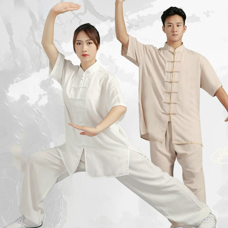 Traditional Chinese Wushu KungFu Uniform Breathable Taichi Uniform Cotton Linen Adult Martial Arts Wing Chun Exercise Clothing