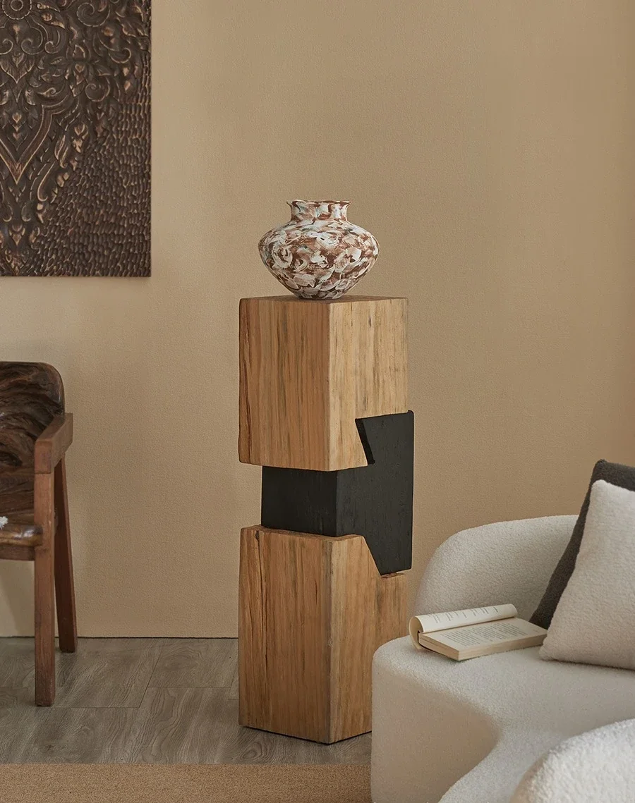 Color matching ornament square corner flower pile pier landscaping solid wood column decorative shelf