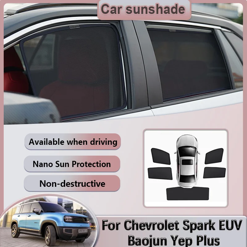 

Car Mesh Sunshade For Chevrolet Spark EUV Baojun Yep Plus 2025 2026 Magnetic Window Sun Visor Curtains Stickers Auto Accessories