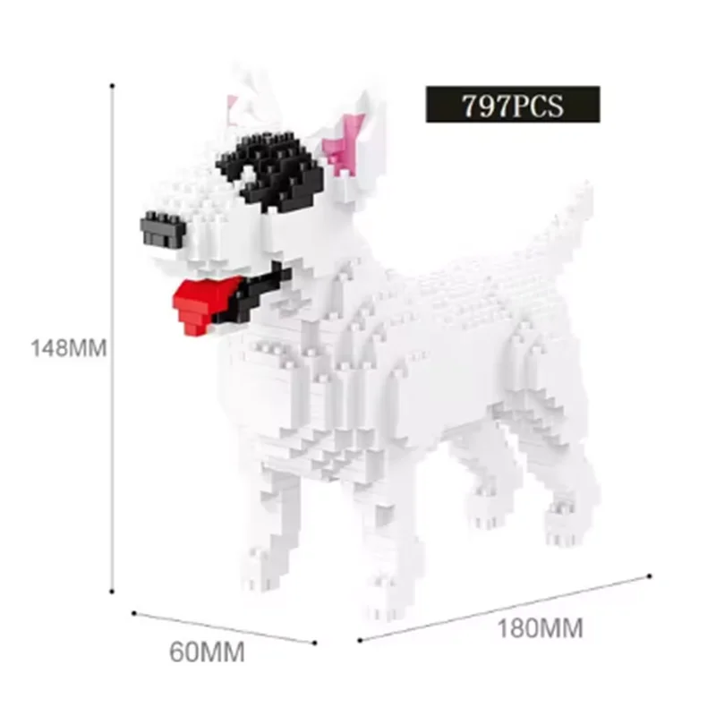 797PCS bull terrier building blocks assembled toy animal simulation model creative home decoration toys gift children\'s favorite