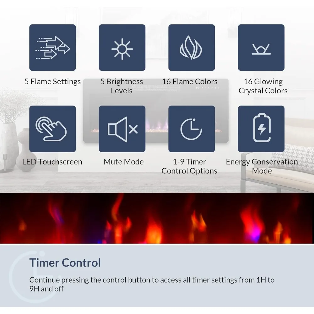 70 Подставка для камина для телевизоров до 80, развлекательный центр со светодиодной подсветкой и 36 электрическими каминными обогревателями, хранилище
