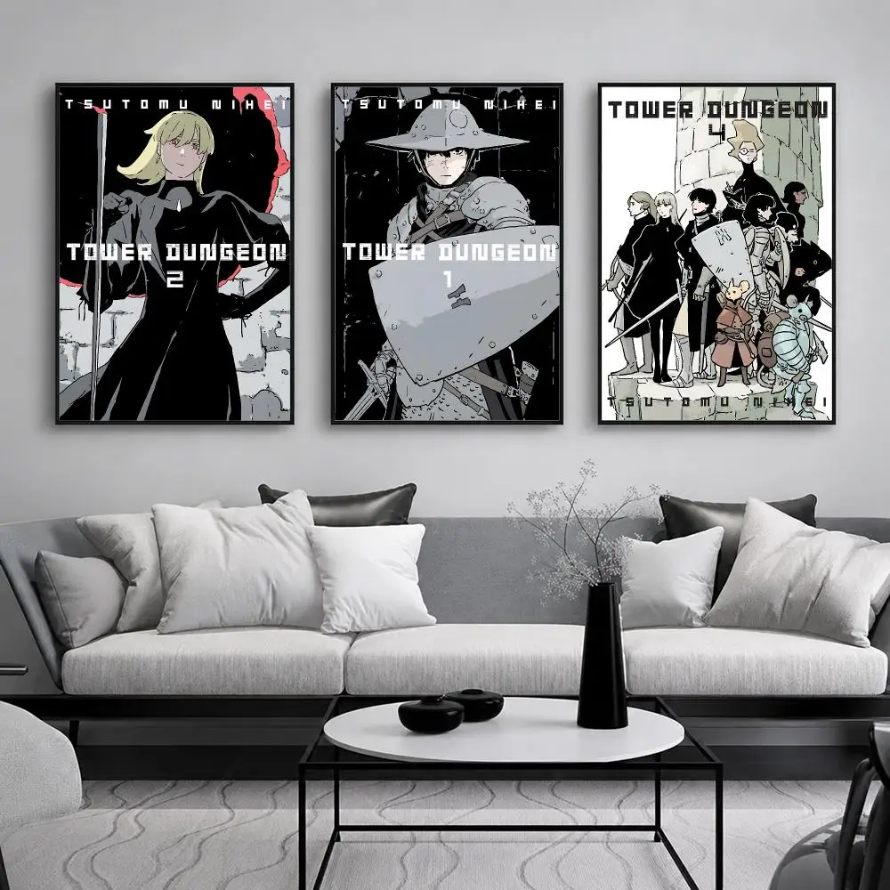 Dark Fantasy Manga T-Tower Dungeon Poster Wall Art Print Sticker for Bedroom Living Room Dorm Office Modern Home Decor
