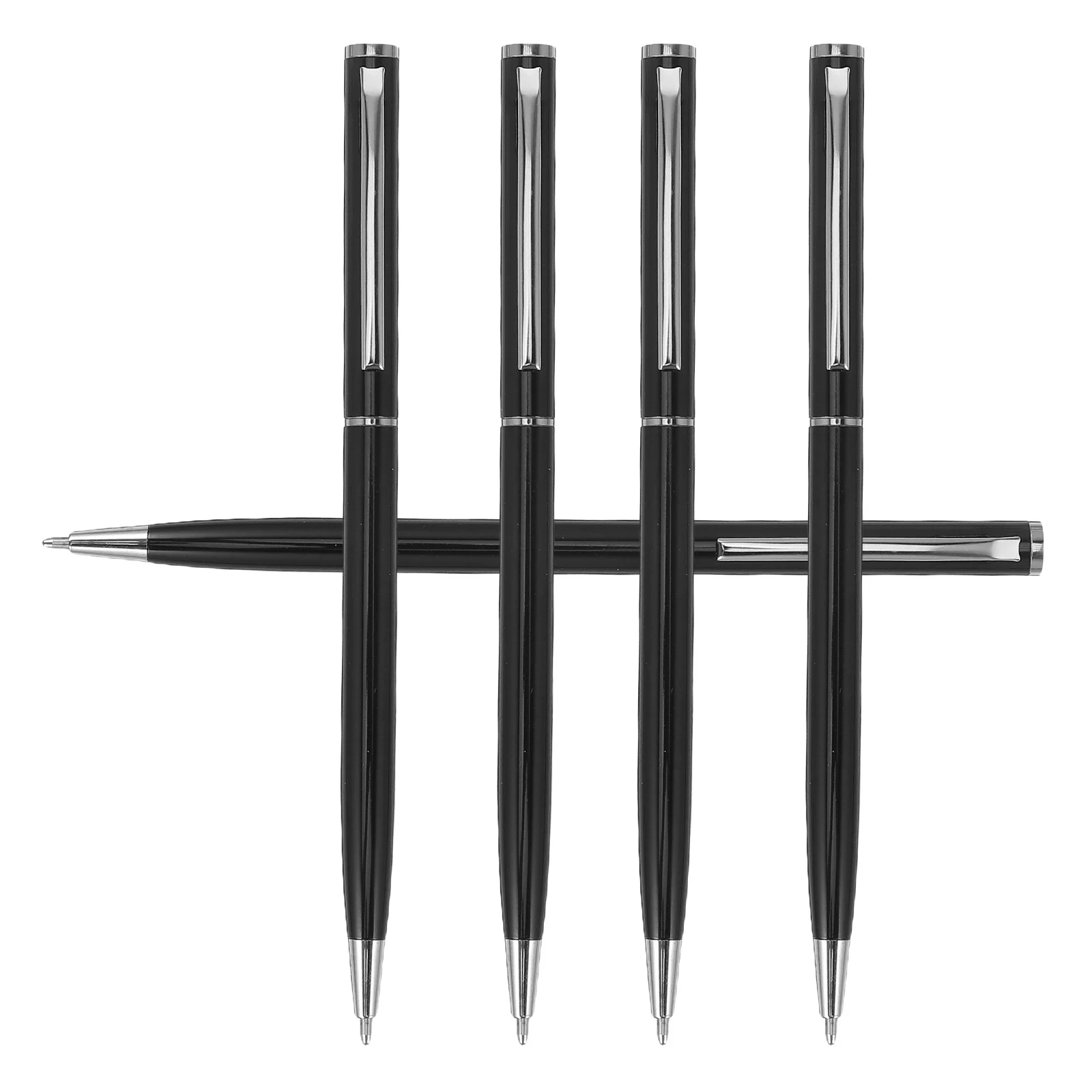 

5 шт. металлическая шариковая ручка для бизнеса, вращающаяся выдвижная многоразовая черная чернильная гладкая ручка для письма для офисной работы, встреч, подписи