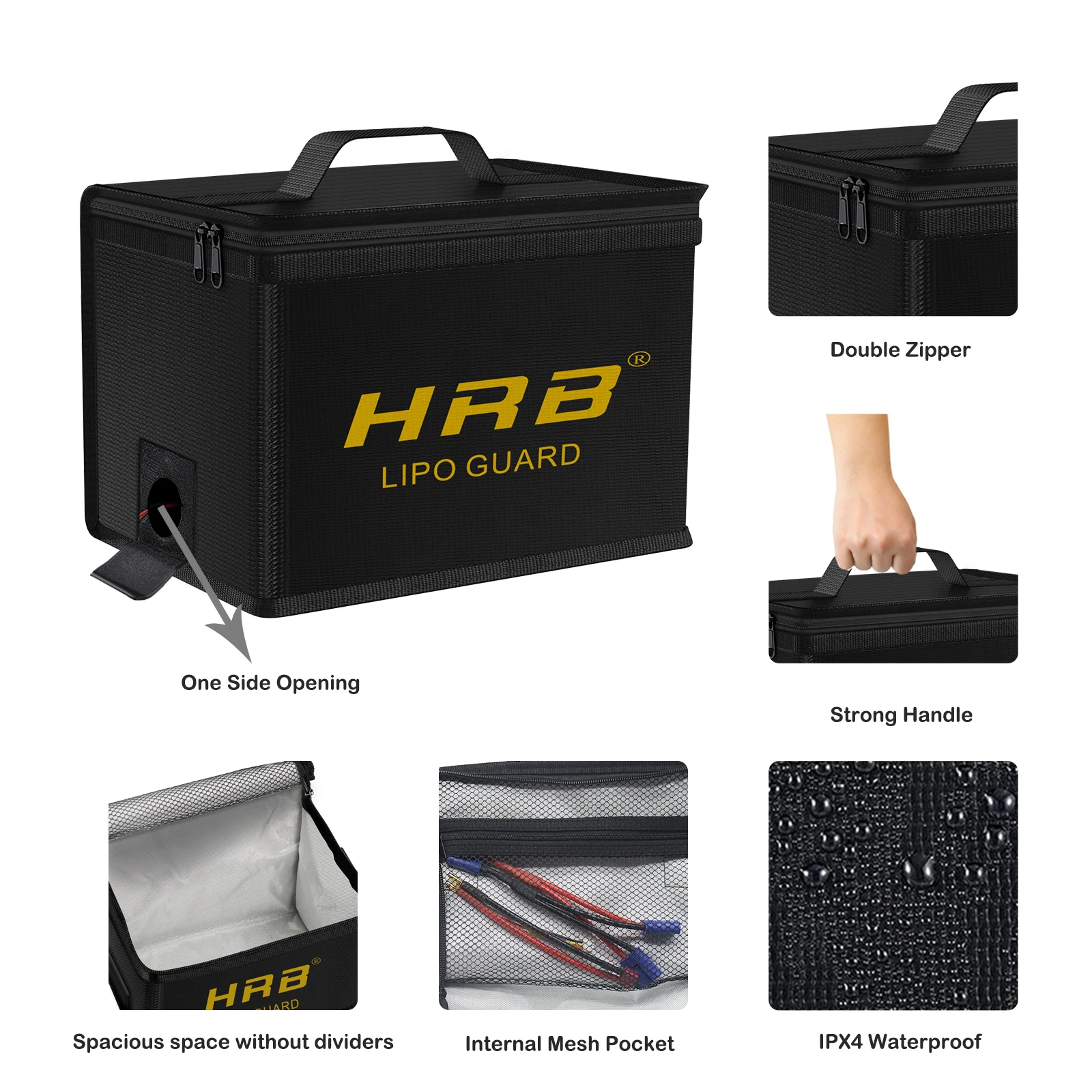 HRB Lipo Safe Bag RC Lipo Battery Bag Lipo Guard Bag for RC Lipo Fireproof Waterproof Portable Bag for RC Car Drone Boat Lipo